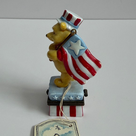 Vintage Disney Classic Winnie the Pooh Patriotic July Trinket Box American Flag - Picture 2 of 8